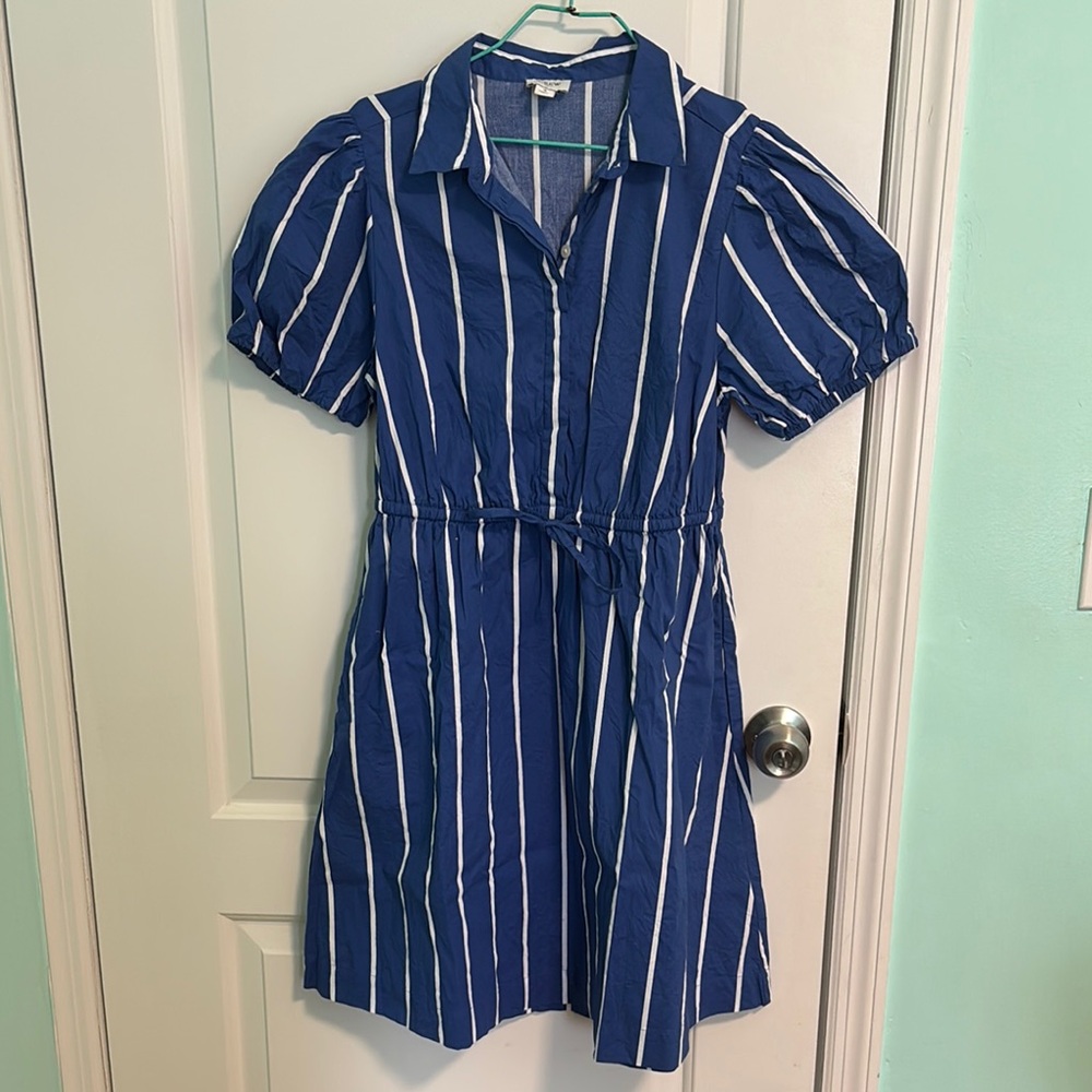 Blue and White Striped Women Dress